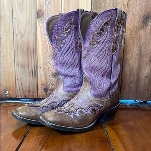 Purple and Brown Western Cowboy Boots